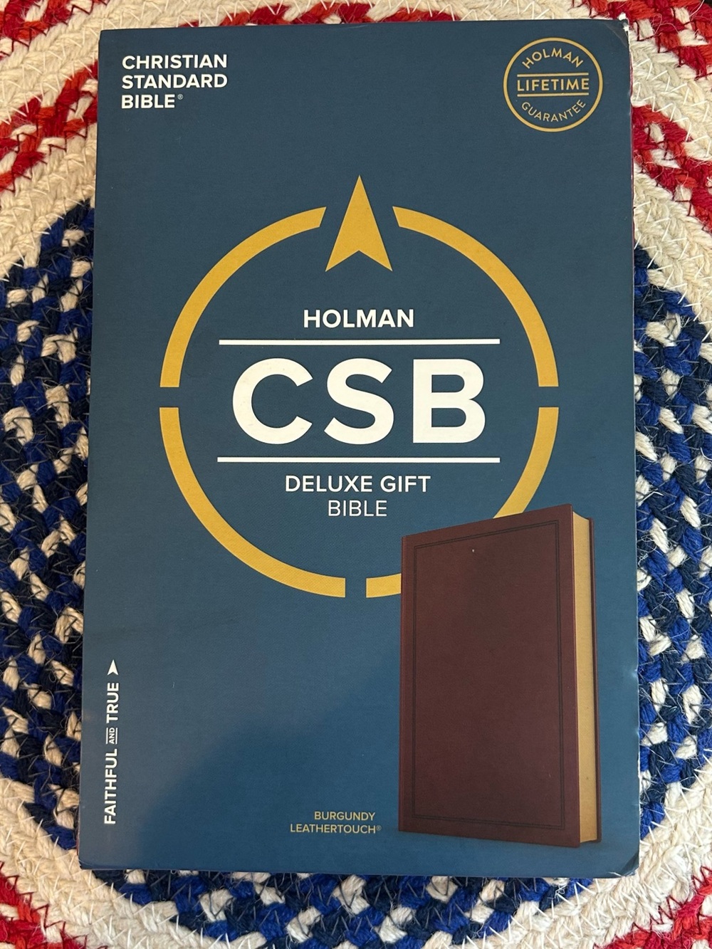 Holman CSB Deluxe Gift Bible Burgundy Leather-Touch Gilded Words In Red Ribbon